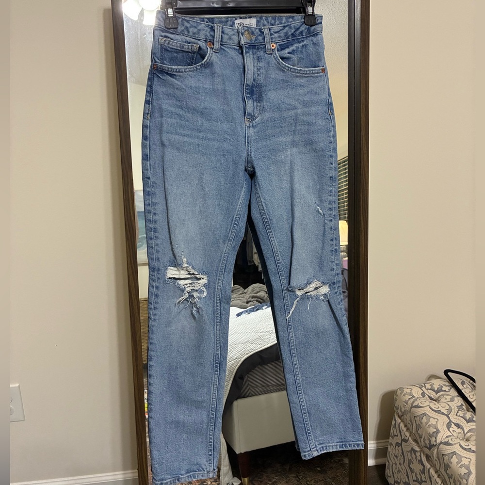 Zara Light Blue Straight Leg Jeans